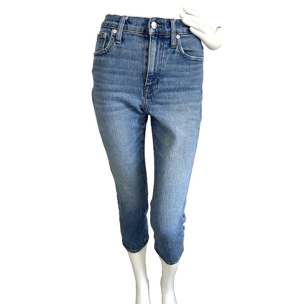 Madewell The High Rise Slim Crop Boyjean Jeans Medium Wash Women's Size 25 EUC